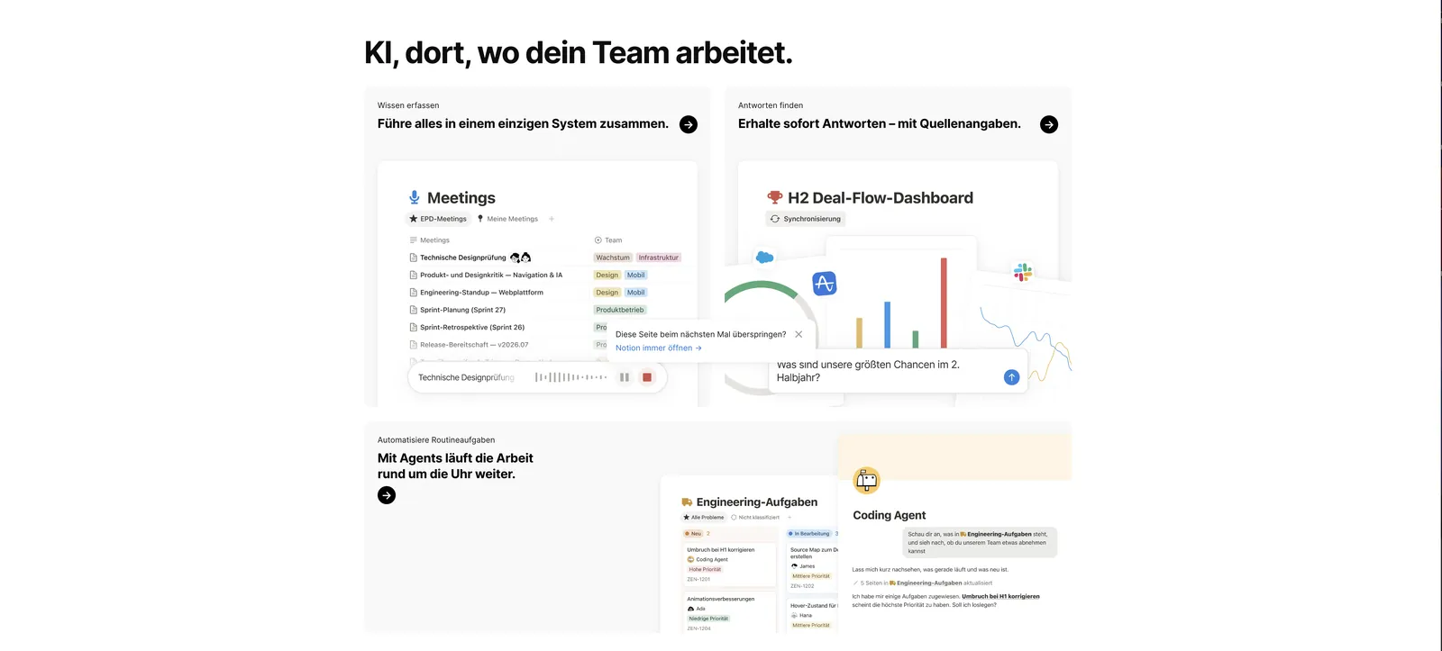 Notion-Werbebild „KI, dort, wo dein Team arbeitet